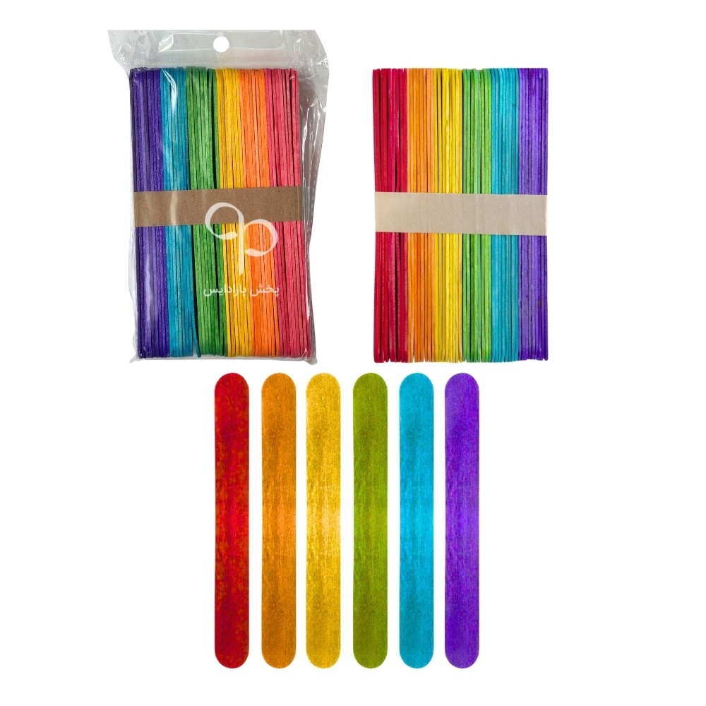 چوب بستنی رنگی بزرگ 50 عددی چینی