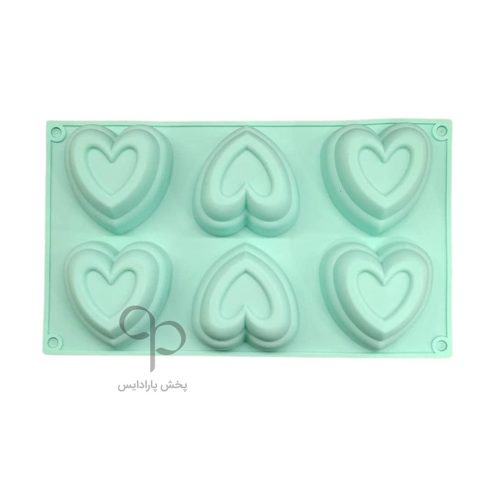 قالب سیلیکونی قلب سه طبقه 6 خانه چینی