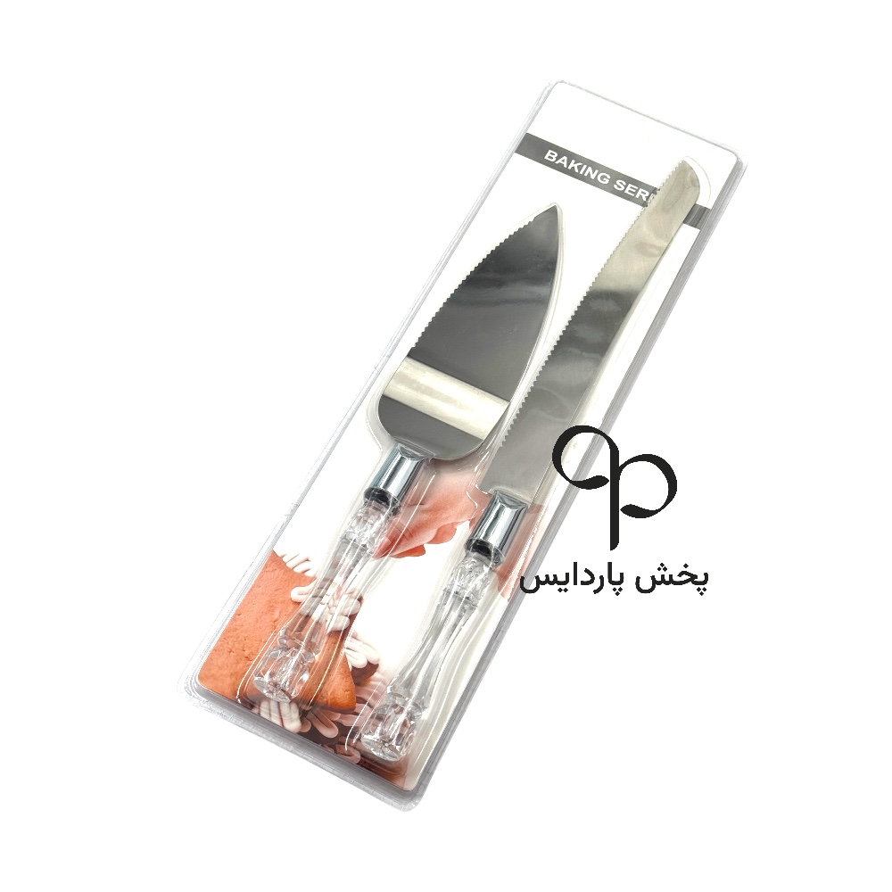 ست سرو کیک دسته کریستالی چینی