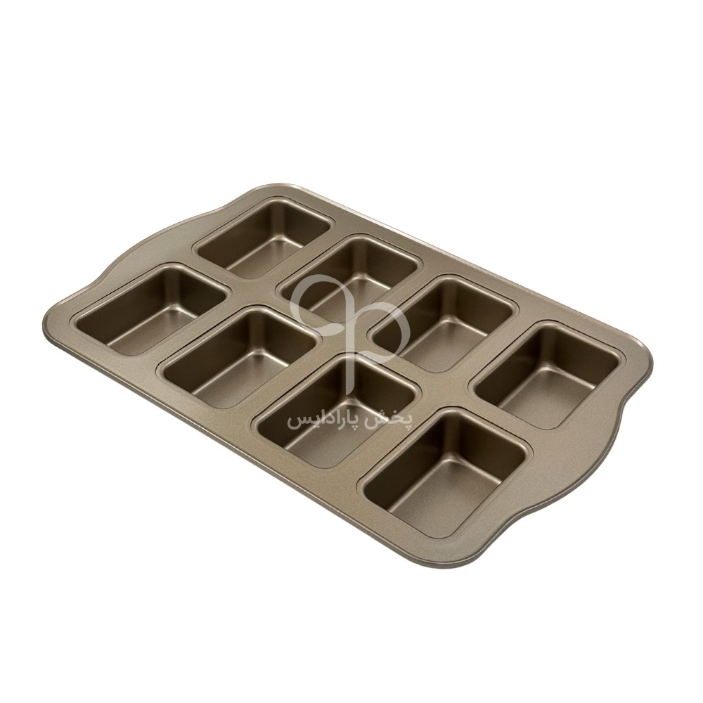 قالب مافین تفلون 8 عددی مستطیل طلایی چینی