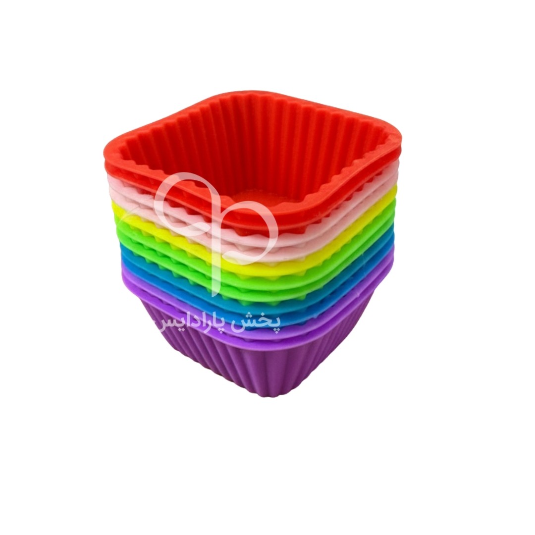 قالب سیلیکونی کاپ کیک رنگین کمانی مربع 12 عددی
