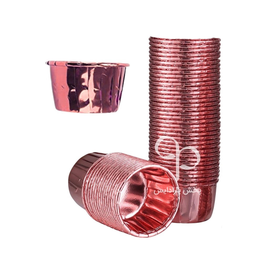 کاغذ مافین کرکره ای متالایز 50 عددی رز گلد چینی