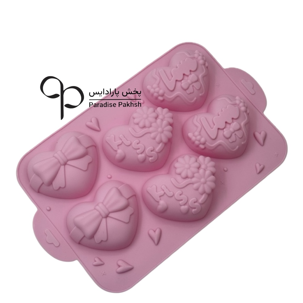 قالب سیلیکونی قلب 6 خانه طرح دار