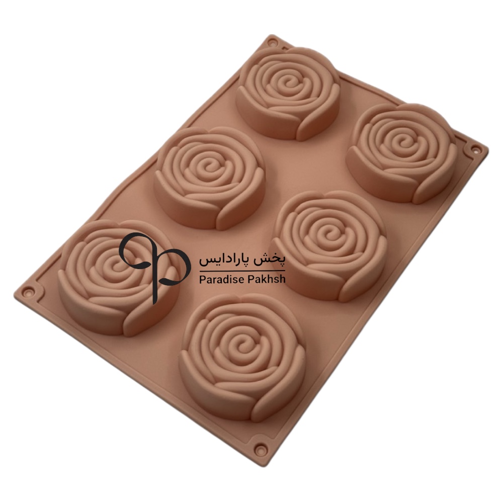قالب سیلیکونی رز تخت 6 خانه چینی