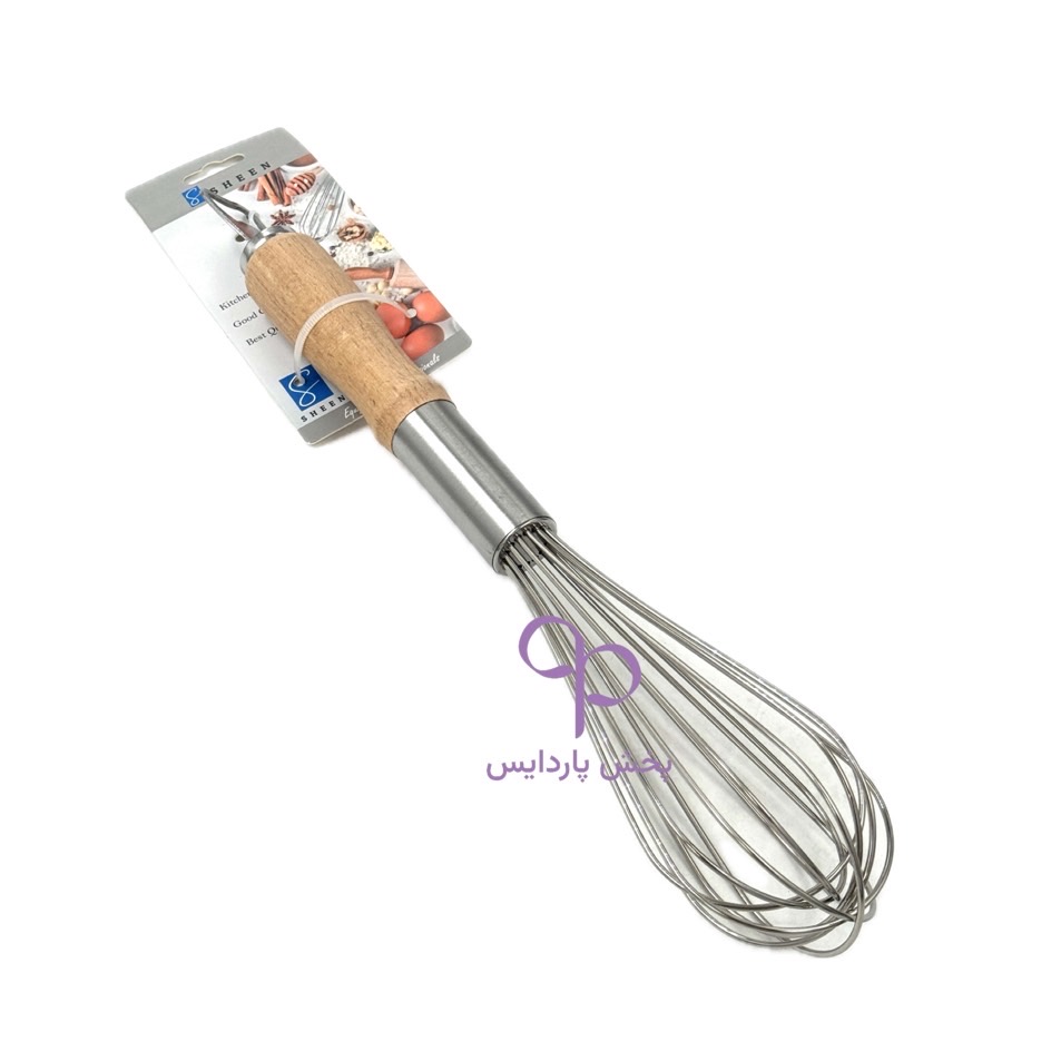 همزن دستی استیل دسته چوبی 37 سانت Sheen