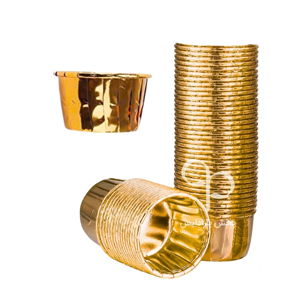 کاغذ مافین کرکره ای متالایز 50 عددی طلایی چینی